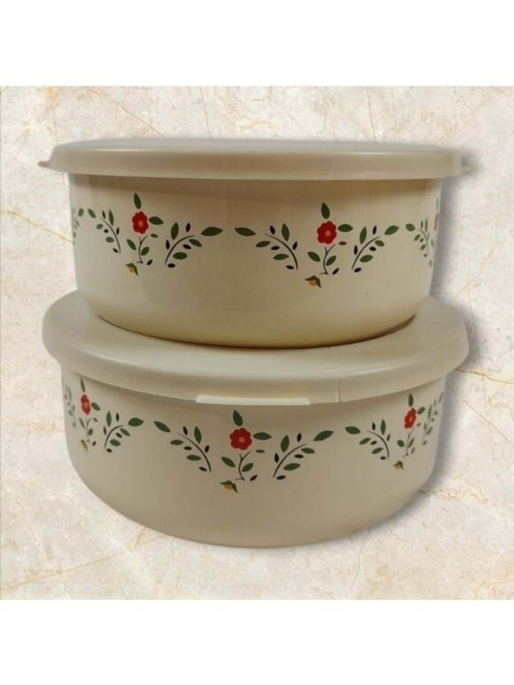 Vintage Kobe JC Penney Floral Enamel Coated Bowls Set of 2